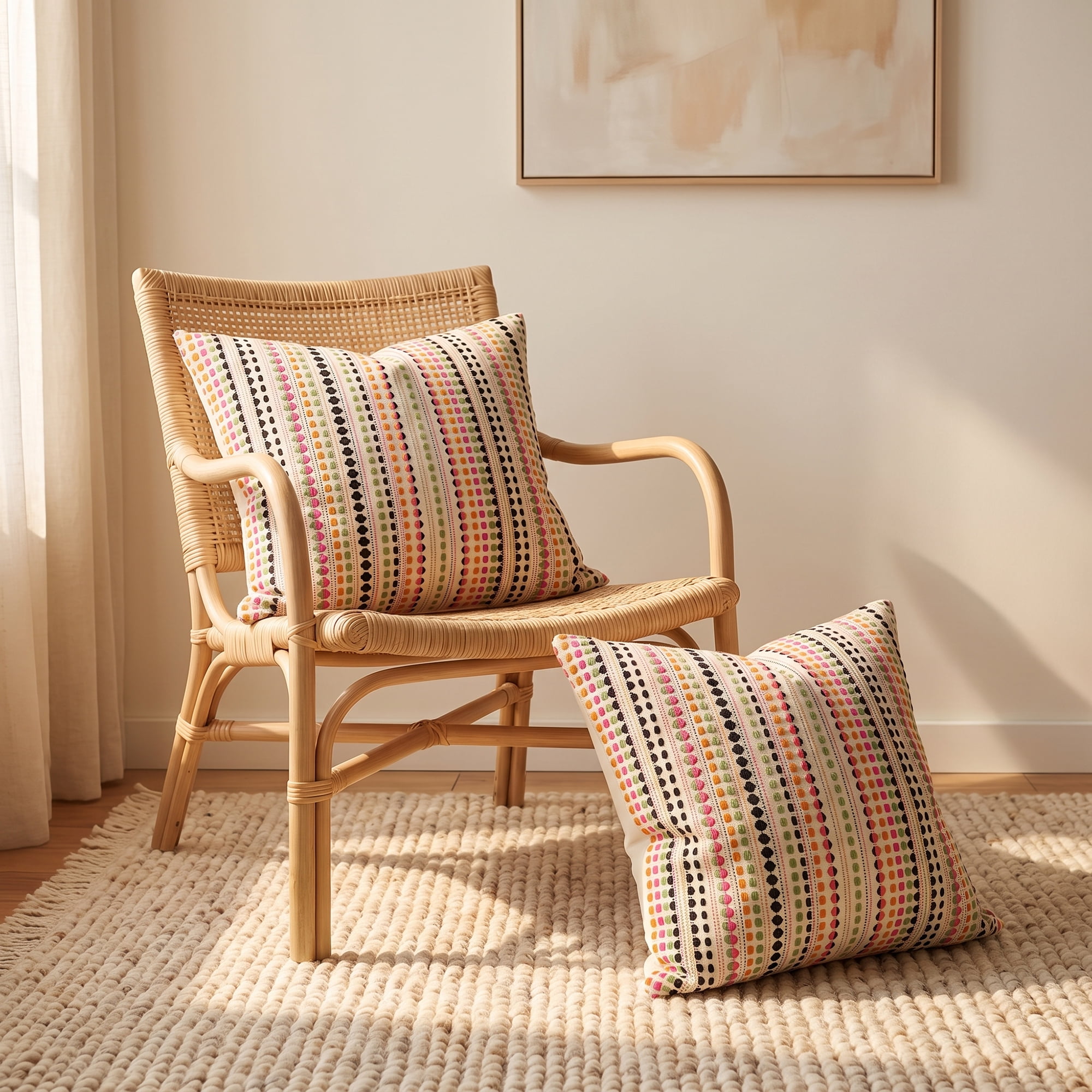 Unique Bargains Chenille Geometric Throw Pillow Covers 2 Pc Striped Cases Black 18"x18"