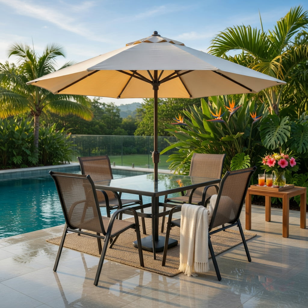 Hommoo 2-Pack Stackable Outdoor Dining Chairs with Ergonomic Armrests, Fabric & Grey Steel Frame,Space-Saving Patio Seating, Brown