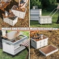 thumbnail image 4 of Rolling Crate Cart with Wheels, RLUETIME Collapsible Rolling Storage Bin with Wooden Cover, Foldable Utility Cart with Wheels for Picnic Camp Outdoor , 55L，White&Gray, 4 of 9