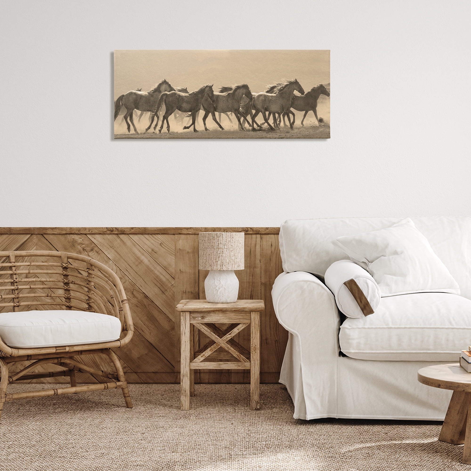 Stupell Industries Western Horses Gallop Animals Photography Wrapped Canvas Art Print Wall Art, 40 x 17