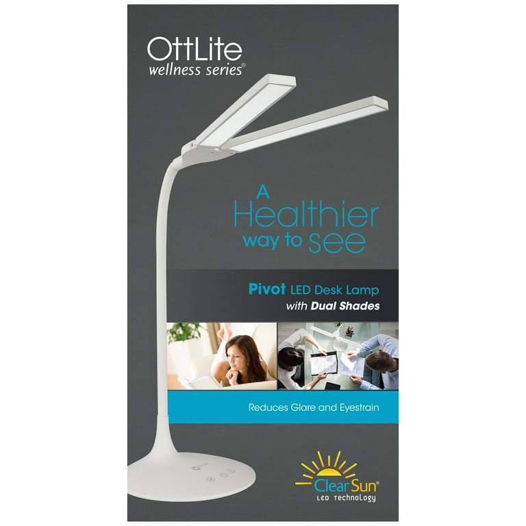 OttLite Wellness Series Pivot LED Desk Lamp with Dual Shades, Touch  Activated Controls, Gradual Dimmer, for Working, Crafting, Sewing,  Studying, White 