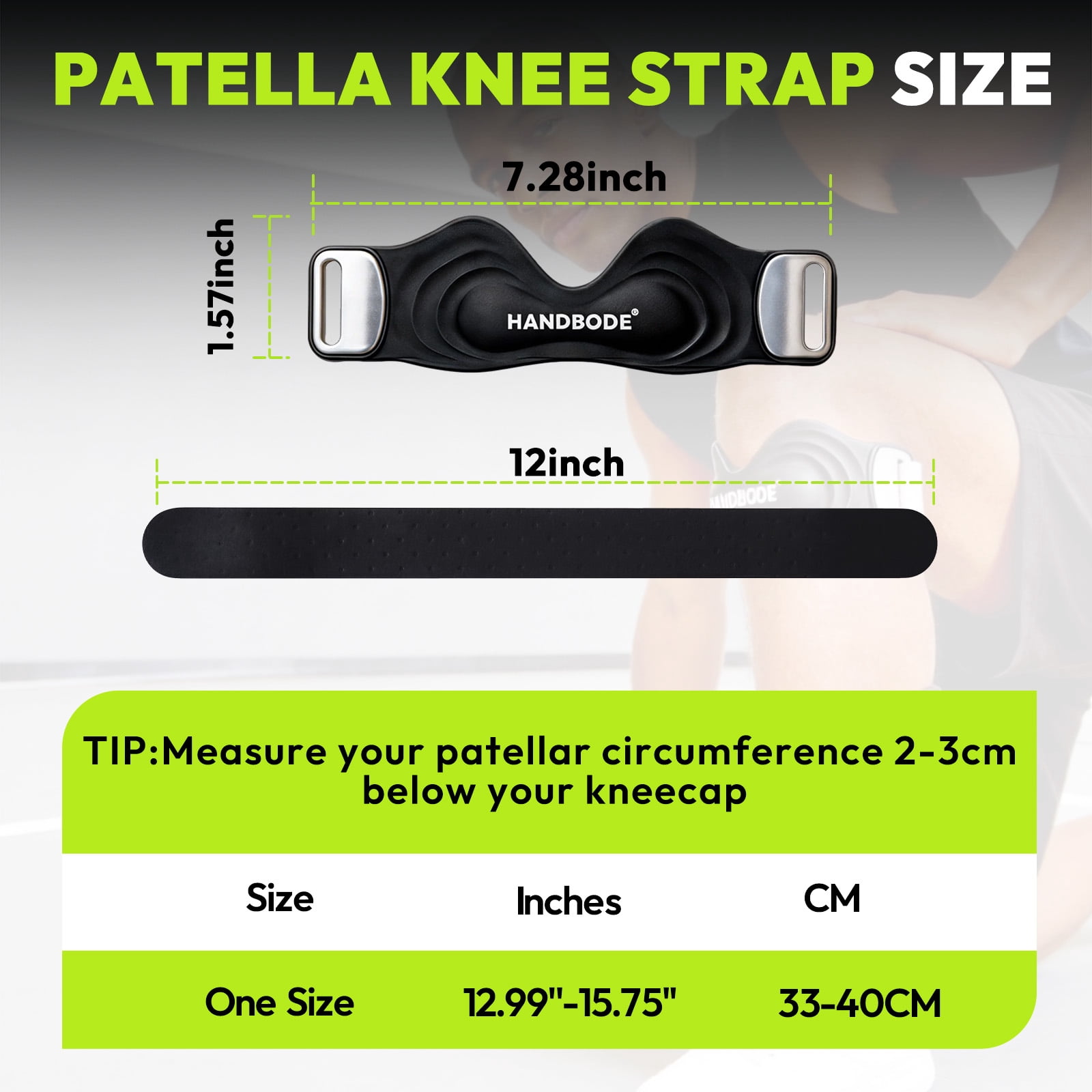 HANDBODE Patellar Tendon Support Strap, Silicone Knee Brace for men women, Adjustable Patella Band Support for Hiking, Running, Jumpers Knee, Osgood Schlatter, 2 PCS