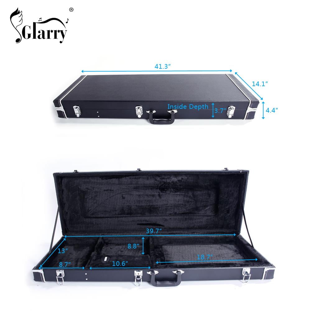 Glarry Leather Electric Guitar Hard Case Guitar Bag Black