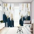 thumbnail image 5 of WNOOHIY Navy Blue White Abstract Light-filtering Curtains for Living Room Bedroom,Set of 2 Panels, 5 of 6