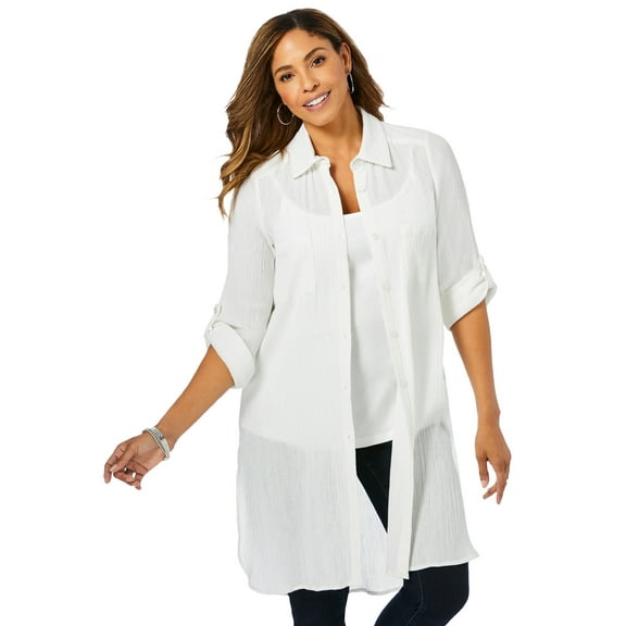 Jessica London Women's Plus Size Gauze Mega Tunic