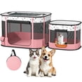 thumbnail image 1 of Parque infantil portátil para gatos BUFOR con arenero de 32 x 24 x 22 cm, color rosa, 1 of 9