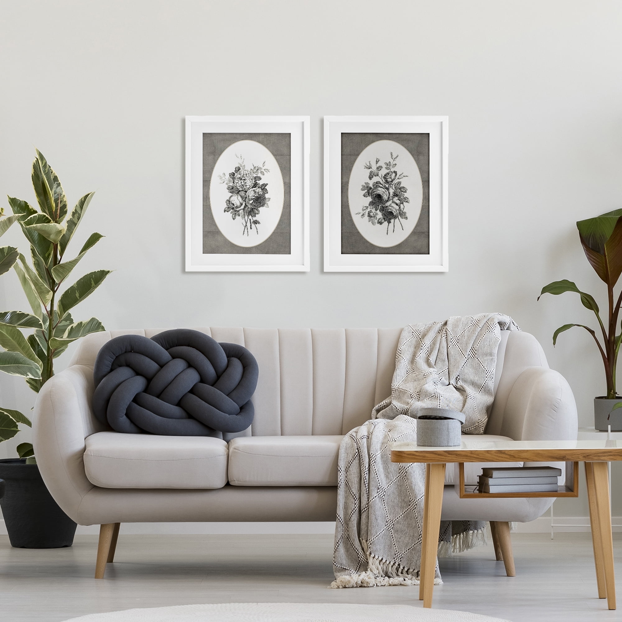 Vintage Petal Bundle Details 2 Piece White Framed Print Under Glass Set, design by Lettered and Lined
