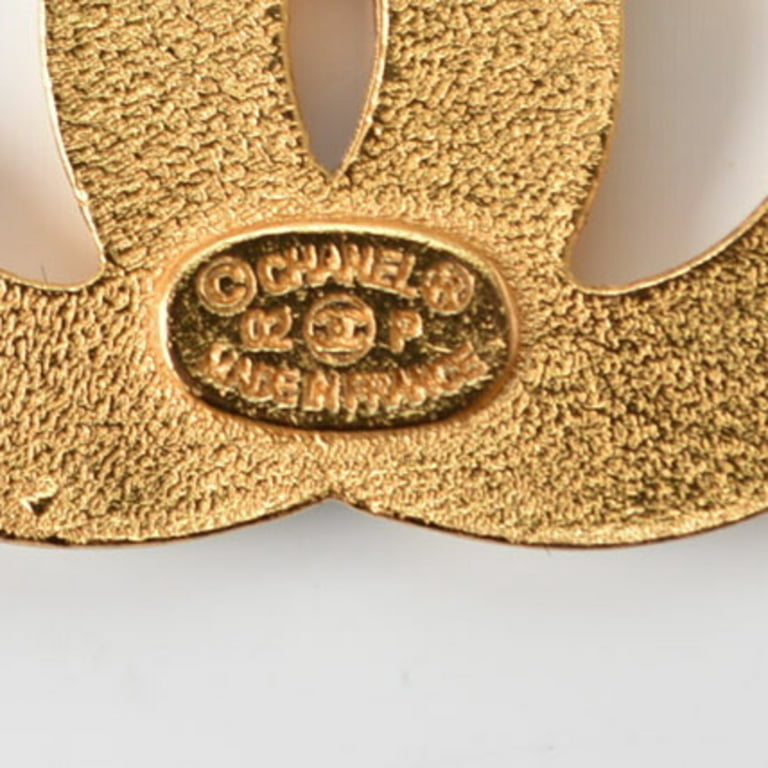 Pre-Owned Chanel brooch CHANEL pin here mark rhinestone gold white (Good) 