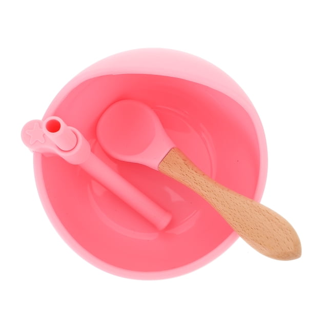 GOOHOCHY 1 juego de cuenco de alimentación para bebés, plato de silicona para comer, cuenco de destete con ventosa y cuchara de paja.