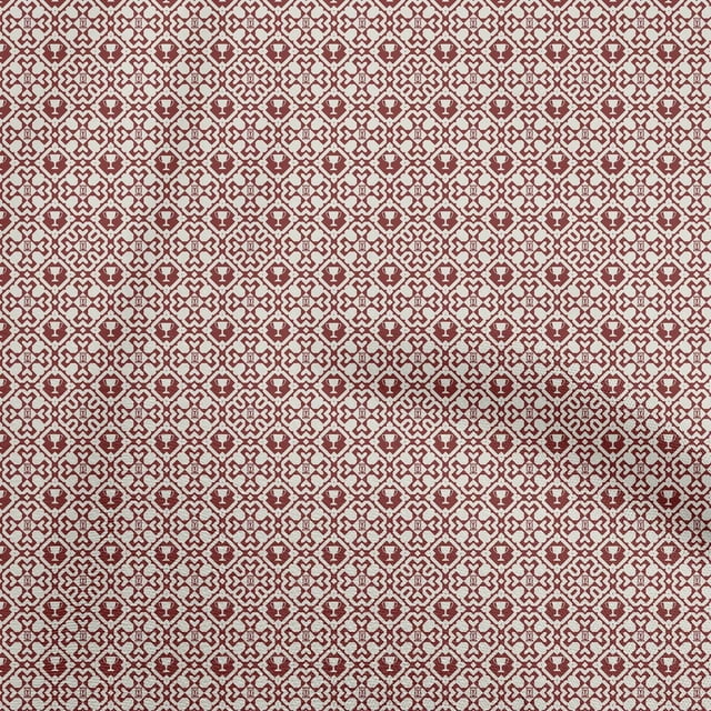 oneOone Rayon Maroon Fabric Asian Block Craft Projects Decor Fabric Printed By The Yard 56 Inch Wide