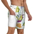 Picia Orange Green Avocado pattern Mens Swim Trunks with Compression