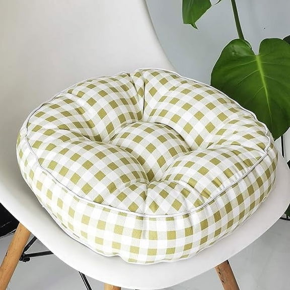 Nvzi -b 1PC Indoor Outdoor Bohemian Round Chair Cushion Seat Pad Floor Cushion Pillow (Grid Green 2, 18"X18")