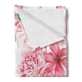 thumbnail image 2 of Floral Soft Flannel Fleece Throw Blanket, Exotic Peony Flowers and Leaves with Dots, Cozy Plush for Indoor and Outdoor Use, 60" x 80", Pastel Pink Mustard, by Ambesonne, 2 of 5