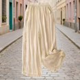 thumbnail image 2 of QGJZVUNL Cotton Pants for Women with Pockets Embroidered Wide Leg Trousers Casual Lounge Pants Size L, 2 of 4