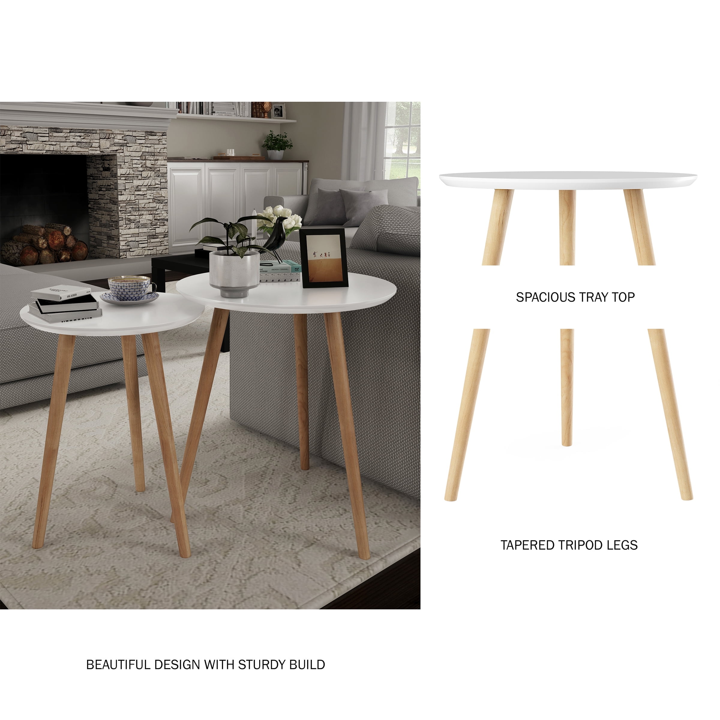 Kit Side Table Dress-up Kit Lavish Home Set Of 3 - Round Side Tables With Faux Marble ...