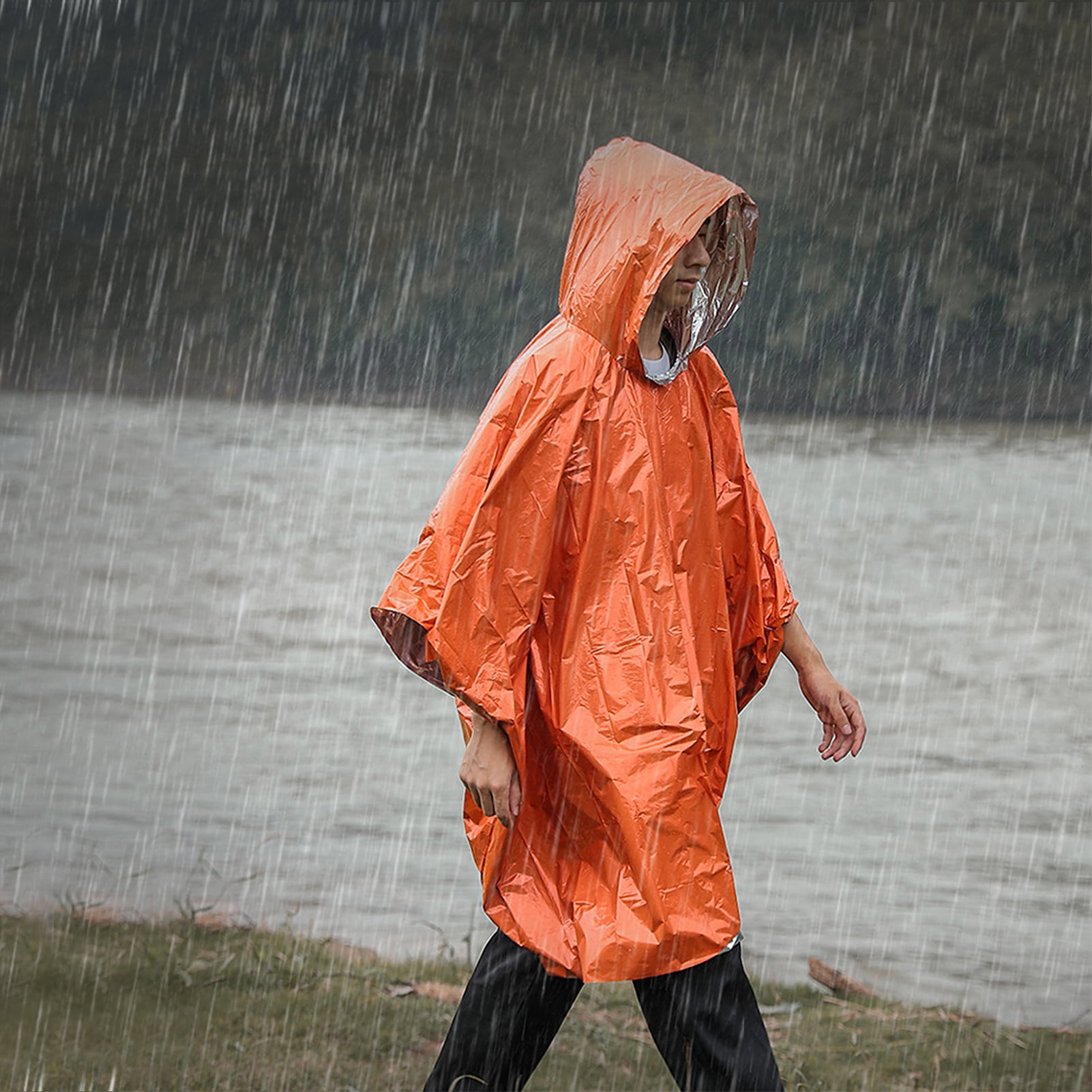 4 Pack Rain Poncho Thermal Blanket Poncho Weather Proof Outdoor Survival Camping Gear Walmart
