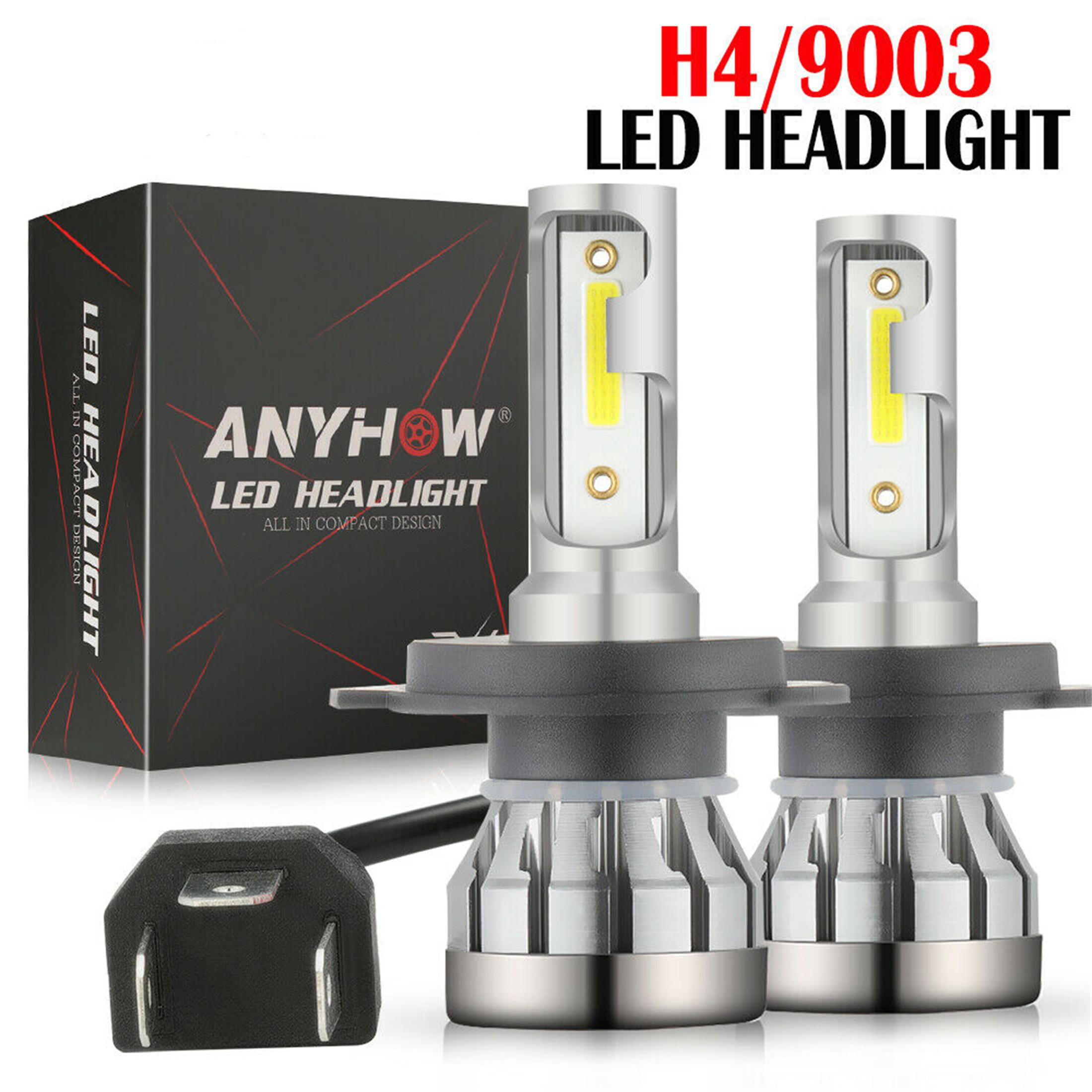 2* H4 LED Headlight Kit 9003 HB2 COB Hi-Lo Beam 2000W 300000LM White Light Bulb 
