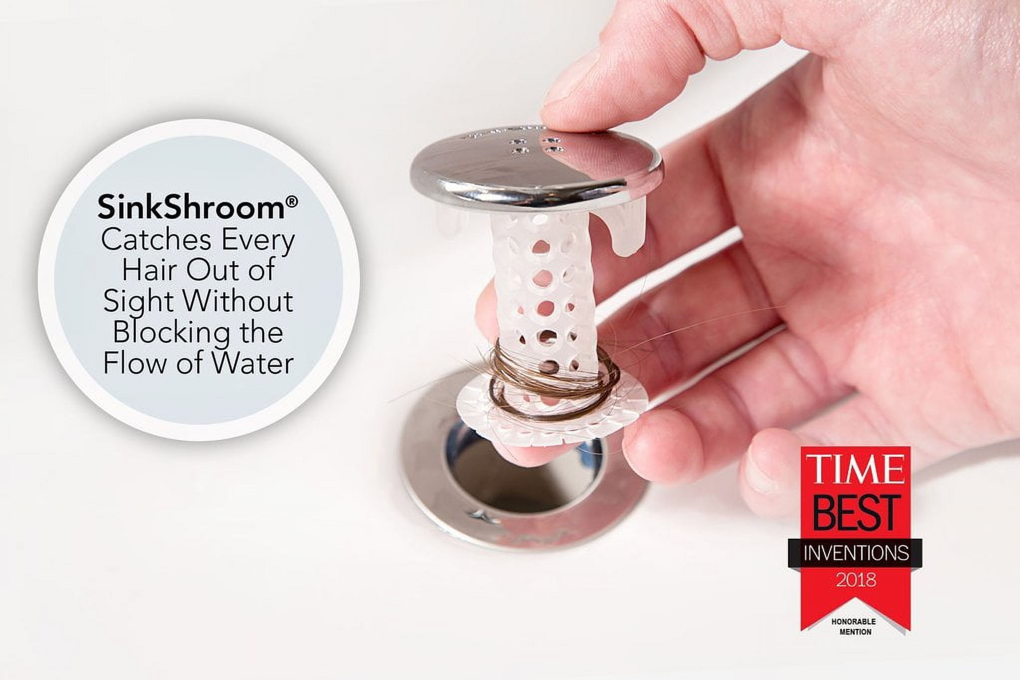 SinkShroom The Revolutionary Sink Drain Protector Hair  Catcher/Strainer/Snare, White