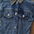 thumbnail image 7 of WhouRiu Girl's Denim Jacket Leopard Print Collar Long Sleeve Jacket Kids Lightweight Comfy Autumn Jackets Blue,Sized 9-12 M, 7 of 7