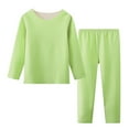 thumbnail image 4 of XIMIN Kids Girls Outfit Solid Color Fleece Thermal Underwear Set High Tech Dralon Self Heating Long Johns Cold Weather Kids Base Layer Top Bottom, 4 of 8