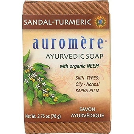 ayurvedic bar soap sandal-turmeric by auromere - all natural handmade and eco-friendly bar soap for sensitive skin - 2.75
