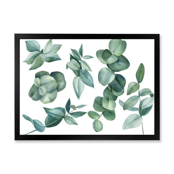 Designart 'Eucalyptus Leaves In Dark Green ' Traditional Framed Art Print