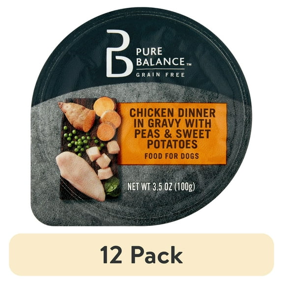 (12 pack) Pure Balance Chicken and Gravy Wet Dog Food, Grain-Free 3.5 oz. Cup