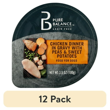 (12 pack) Pure Balance Chicken and Gravy Wet Dog Food, Grain-Free, 3.5 oz Cup