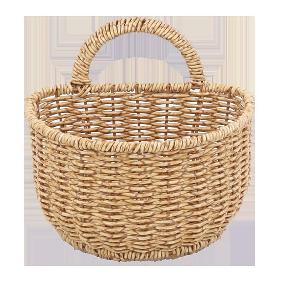 Hanging Wicker Basket Girl Flower Basket Portable Classic and Simple Appearance Container for Picnics Durable Hanging Basket 18cm x 15.5cm