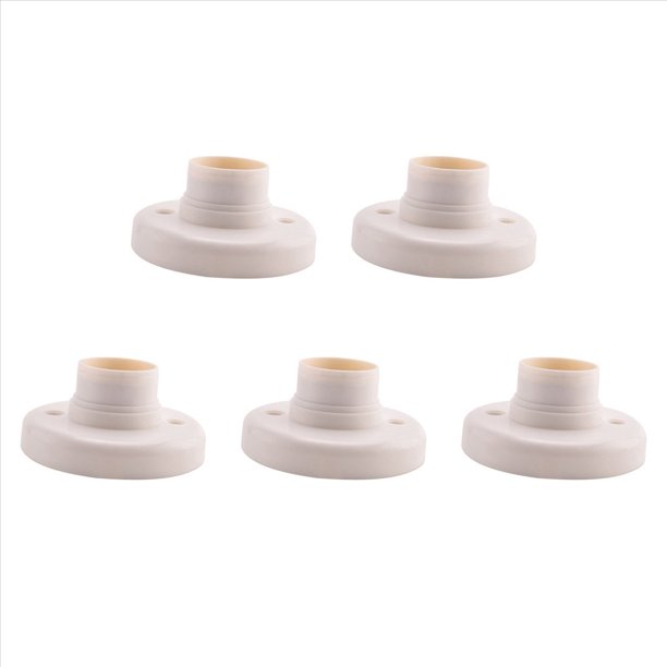 5X E27 Base Plastica Redonda Tornillo de Bombilla Soporte de Lampara