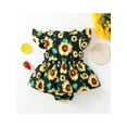 thumbnail image 3 of Seyurigaoka Baby Girl Summer Lovely Ribbed Jumpsuit Sunflower Print Crew Neck Flying Sleeves Romper Child Suit, 3 of 8