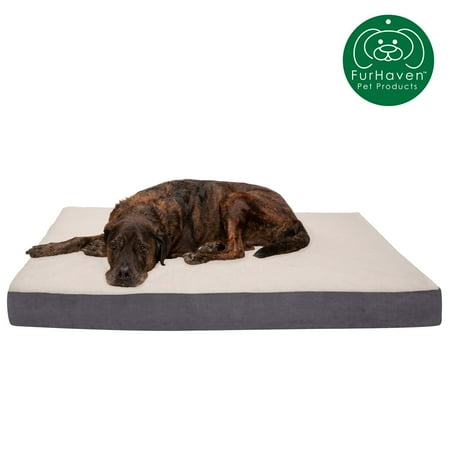 UPC: 0842229122022 | FurHaven Pet Products Faux Sheepskin & Suede Deluxe Orthopedic Dog Bed – Gray Jumbo Plus