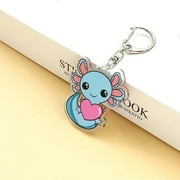 Axolotl Keychain Key Chain Blue Pink Heart Acrylic Amphibian Salamander Cute