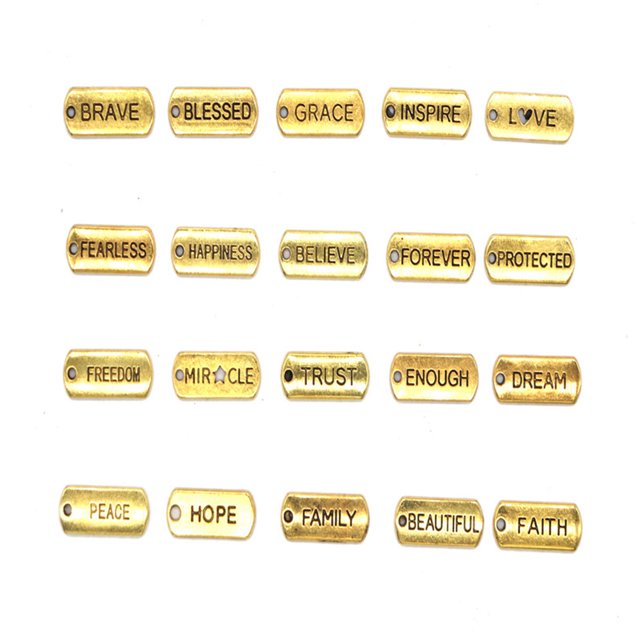 Sonducket Dijes de llavero exquisitas letras creativas accesorio de joyería decoraciones colgantes hacer colgante de adorno para artesanías Ropa, zapatos y accesorios Miscelánea Dorado 20 Teile Sonducket AP009434-08