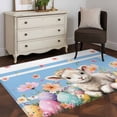thumbnail image 3 of 2.7'x5' Area Rugs, Spring Easter Sheep Indoor Outdoor Area Rug for Living Room Bedroom, Colorful Eggs Floral Botanical Blue Striped Bathroom Rugs Kitchen Floor Carpet Mats Home Decor Aesthetic, 3 of 8