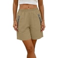 thumbnail image 3 of Hurxie Women's Hiking Cargo Shorts Quick Dry Lightweight Athletic Outdoor Shorts for Workout with Zipper Pockets Khaki,L, 3 of 7