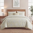 thumbnail image 3 of 100% Cotton Duvet Cover Set Queen Size, Boho Paisley Bedding Set with Zipper Closure & Corner Ties, Soft Breathable Yellow Paisley Floral Duvet Cover for All Seasons, 3 of 7
