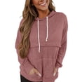 thumbnail image 1 of Blusa informal para mujer, sudaderas con capucha con cordón, manga larga, bolsillo, Top informal para mujer a la moda, rojo pardusco XXL, 1 of 6
