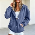 thumbnail image 2 of Trendfront Womens Snap Button Hooded Jacket Long Sleeve Longline Sweatshirt Front Closure With Side Pockets Relaxed Casual Wear, 2 of 6