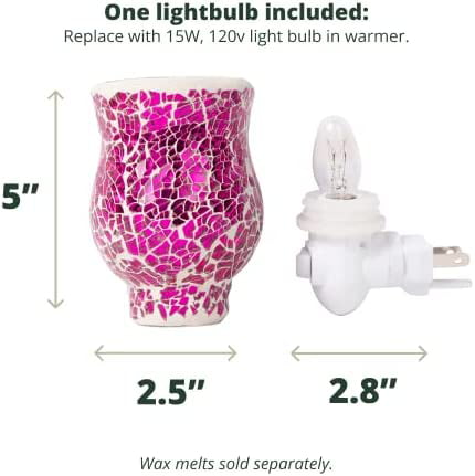 Dawhud Direct Mosaic Glass Plug-in Fragrance Wax Melt Warmers Pink  (Crackled Fuchsia) 