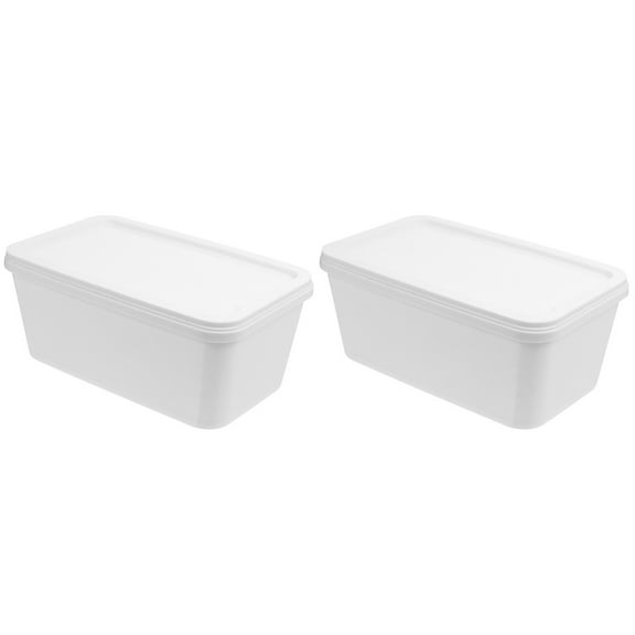 2pcs Ice Cream Freezer Container Noodle Storage Box Dessert Preservation Box Household Storage Keeper (3L)