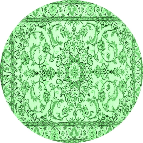 Ahgly Company Indoor Round Persian Emerald Green Traditional Area Rugs, 3' Round