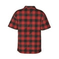 thumbnail image 3 of Balery Red Black Plaid Print Men's Hawaiian Shirts Short Sleeve Beach Shirt Relaxed Fit Vacation Button Down Shirts-Small, 3 of 9