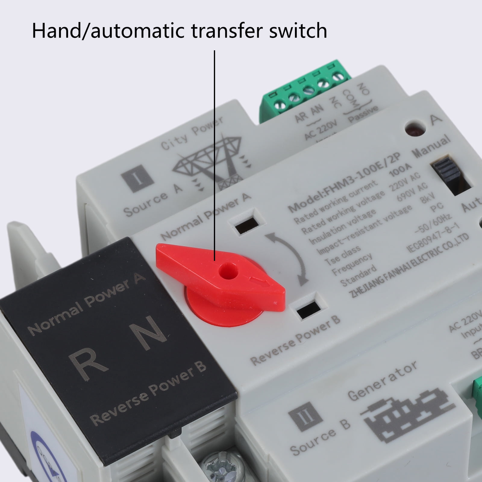 Electrical Selector Switches 2P 100A Automatic Transfer Switches Din Rails Mounted Double Power Switches for Emergencies Power