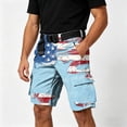 thumbnail image 2 of Patriotic Cargo Shorts for Men Rayon Blend Casual Wild Outdoor Work Relaxed Fit Hiking Shorts with Multi-Pocket Multicolor-C, 2 of 7