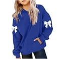 thumbnail image 2 of Cute Bow Long Sleeve Hoodies for Girls Oversized Preppy Pullover Tops Trendy Hooded Sweatshirts New Girls Cute Long Sleeve Blouse Blue 120, 2 of 5