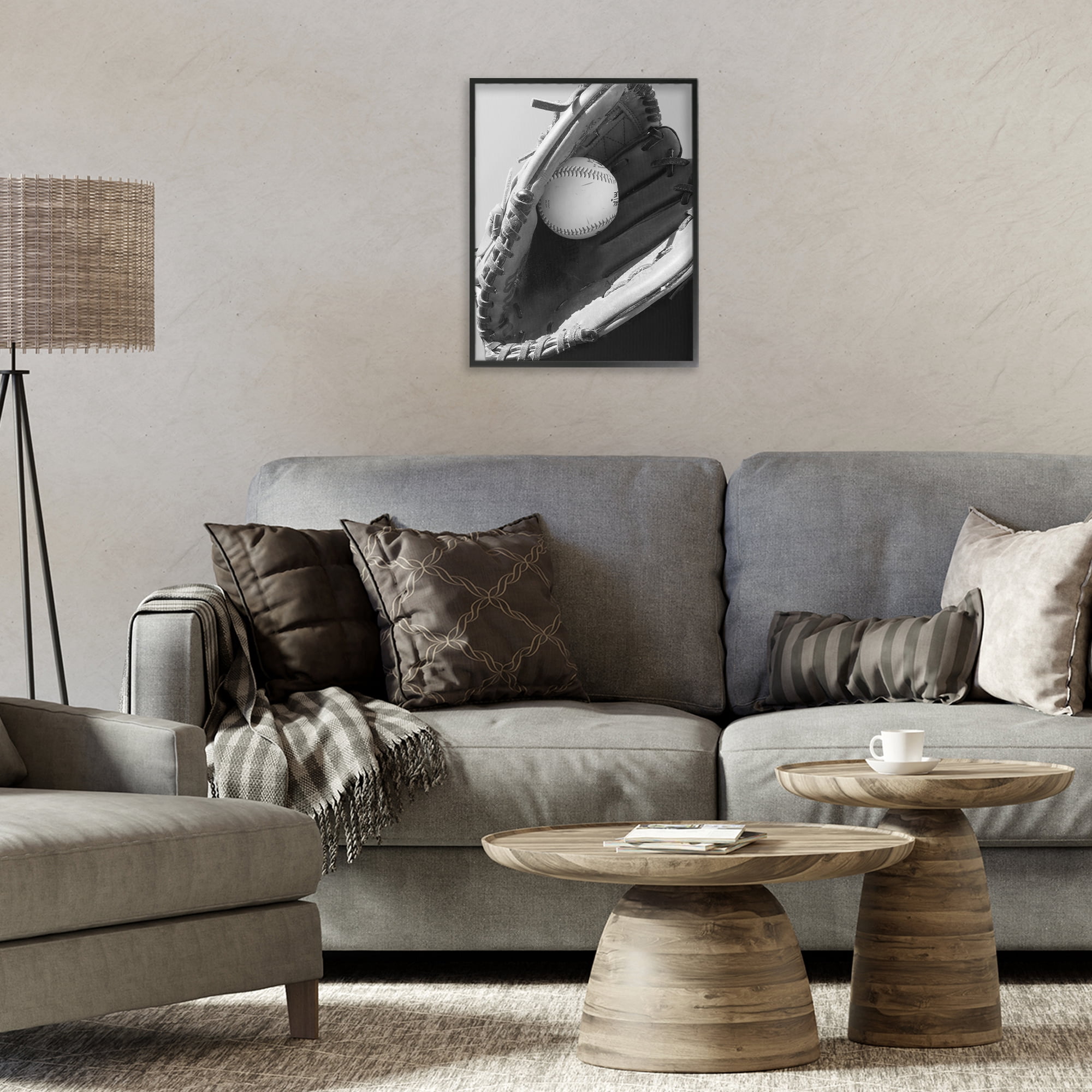 Stupell Industries Nice Catch Baseball Black Framed Giclee Art, design by Marcus Prime