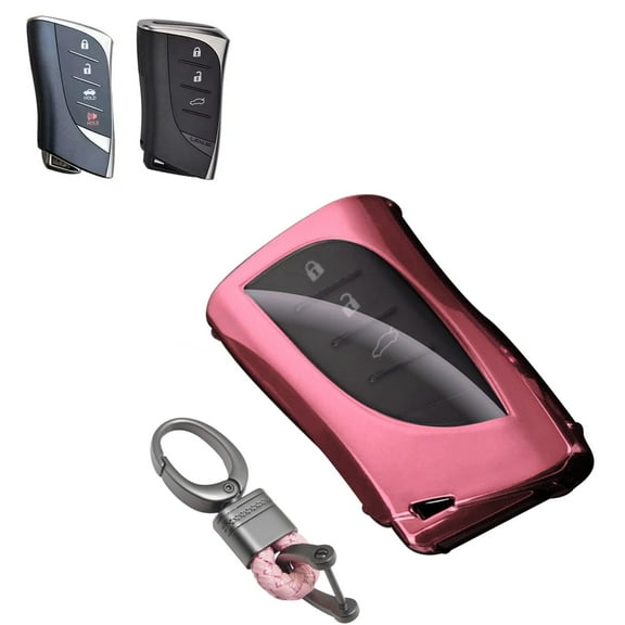 x xotic tech Key Fob Cover with Keychain Soft TPU Full Protection Key Case Shell, Compatible with Lexus ES350 ES300h LC500 LC 500h LS500 LS500h UX250h GX460 UX200 Smart Keyless Entry Key (Pink)