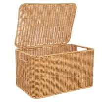 BESTYASH Brown Storage Basket with Lid and Iron Frame for Organizing Clothes and Household Sundries
