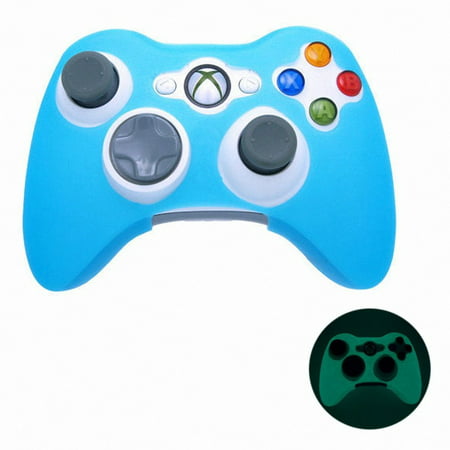 BLUE GLOW in DARK Xbox 360 Game Controller Silicone Case Skin Protector